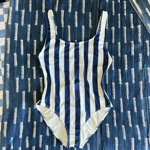 Solid and Striped one piece bathing suit